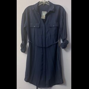 EXPRESS Navy Shirt Dress with Belt